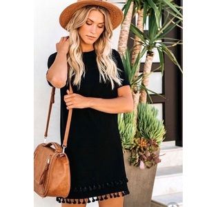 Tassel Black Shift Dress